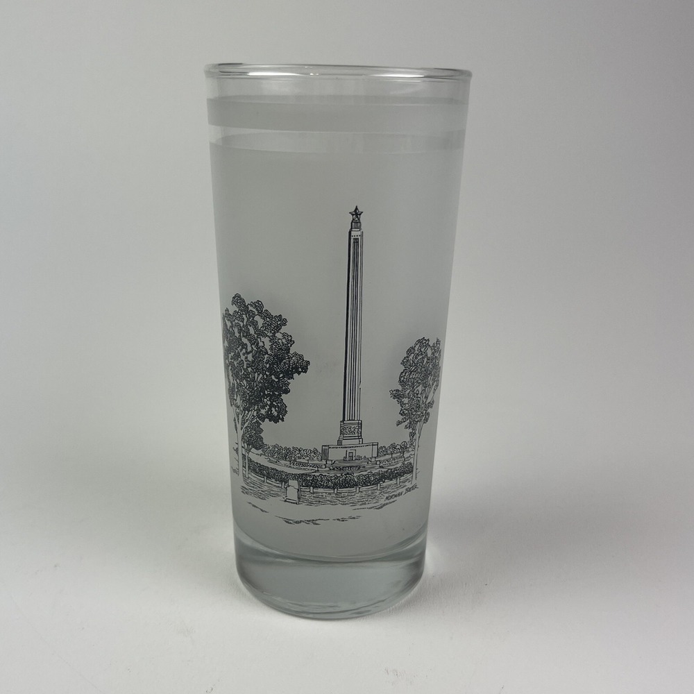 Norman Baxter Texas 150th Anniv Jacinto Monument Houston Frosted Glass Vintage